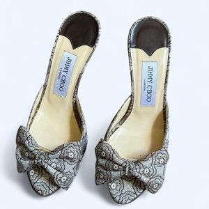 Jimmy Choo “Kerala” Brocade Bow Mules – Size 36